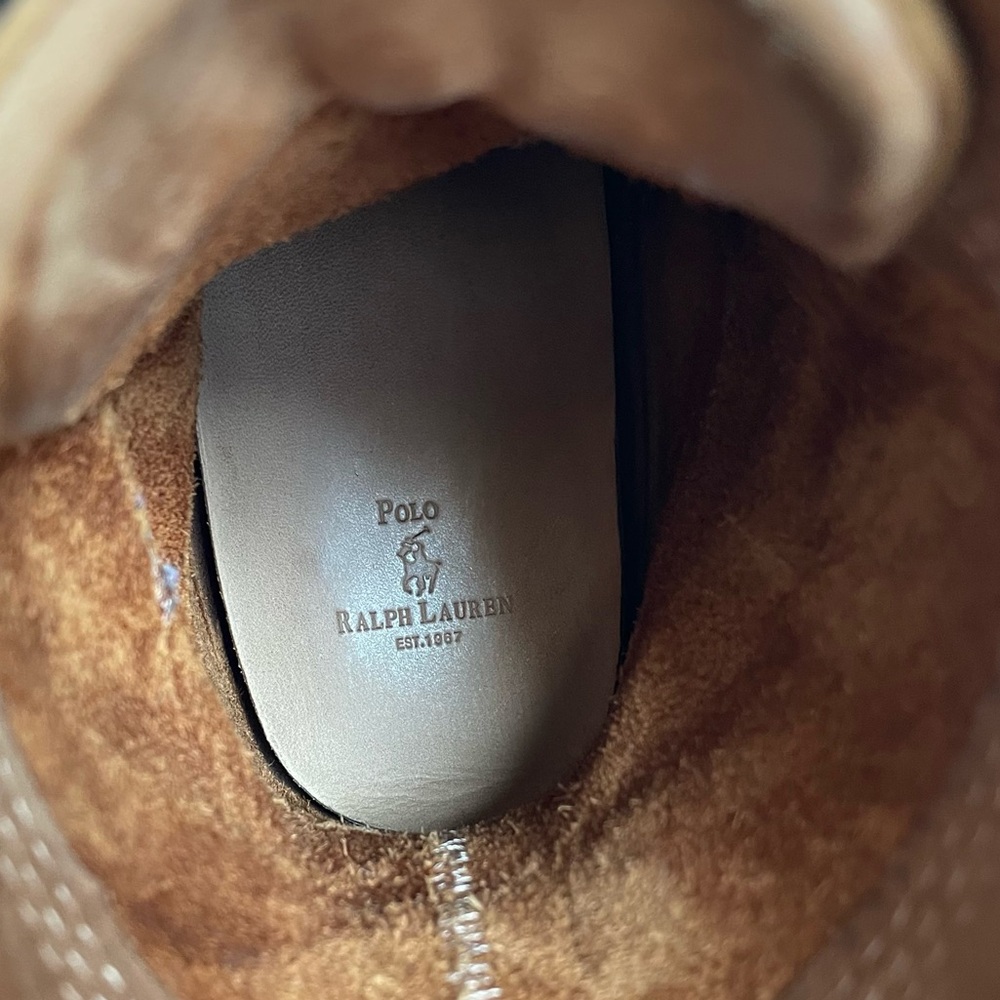 Polo Ralph Lauren Leather Ranger Brown Lug Sole Buckle Detail Lace Up Boots - Picture 9 of 11